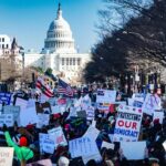 March in front of U.S. Capitol building in Washington D.C.