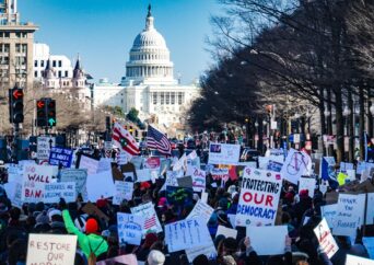 March in front of U.S. Capitol building in Washington D.C.