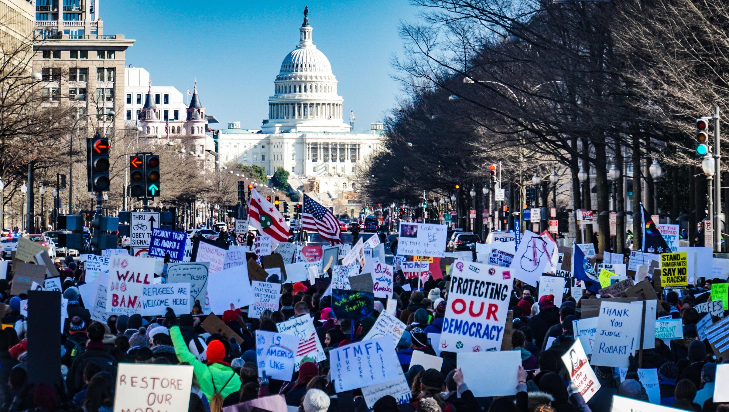 March in front of U.S. Capitol building in Washington D.C.